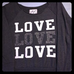 Off shoulder LOVE sweatshirt Sz med by reflex